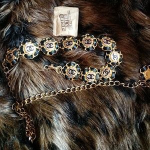 Chain black gold belt